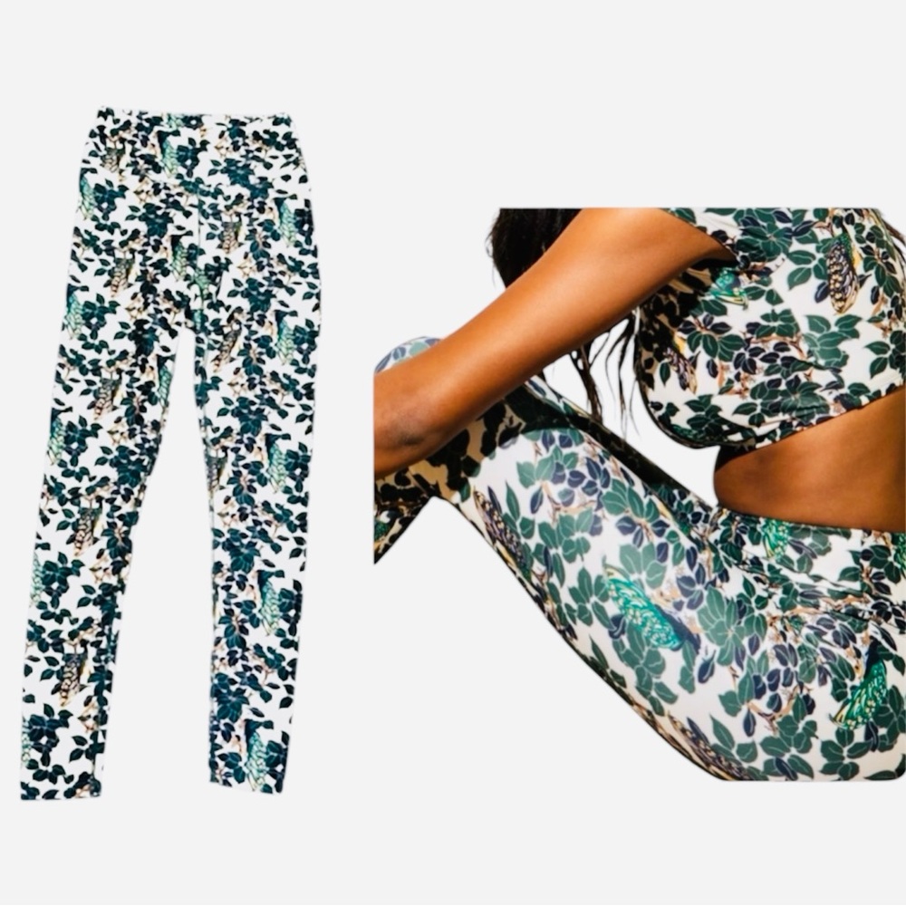 Resort Rare‼️ NWOT Mott50 ‘White Secret Gsrden’ Swim Leggings Green Garden Print